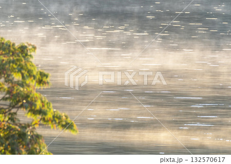 朝霧漂う水面 132570617