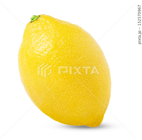 Juicy standing lemon isolated on white background with clipping path. 132570967