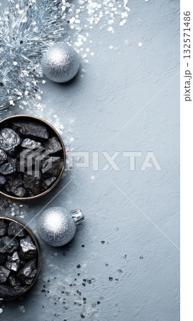 New Year decor with silver and coal accents 132571486
