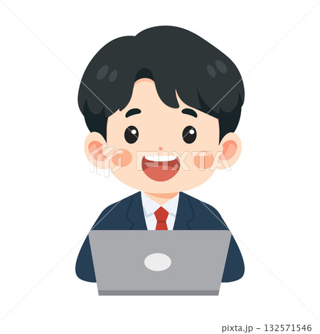 Illustration of a Man in a Suit Working Illustration of a Man in a Suit Working 132571546