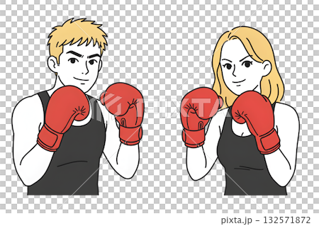 ボクシンググローブをつけた人物のイラスト 132571872