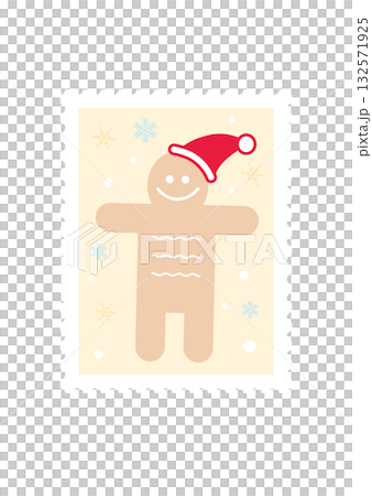 クリスマス　クッキー人形　ジンジャー　切手メール　イラスト　ベクター 132571925