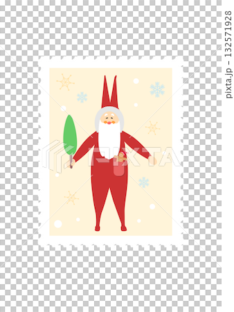 クリスマス サンタクロース 切手メール モール風 イラスト ベクター クリスマス サンタクロース 切手メール モール風 イラスト ベクター 132571928