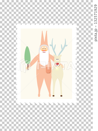 Christmas Santa Claus and Reindeer Deer Postage Stamp Mail Pastel Illustration Vector Christmas Santa Claus and Reindeer Deer Postage Stamp Mail Pastel Illustration Vector 132571929