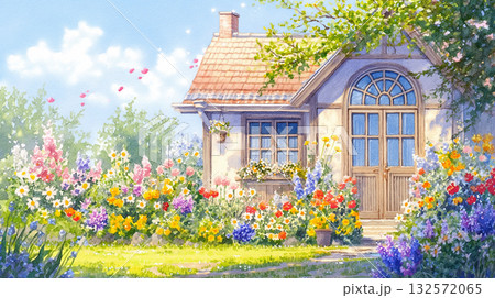 光あふれるガーデンルームと草花に囲まれた家｜春の陽気・窓辺・花のある暮らし 132572065