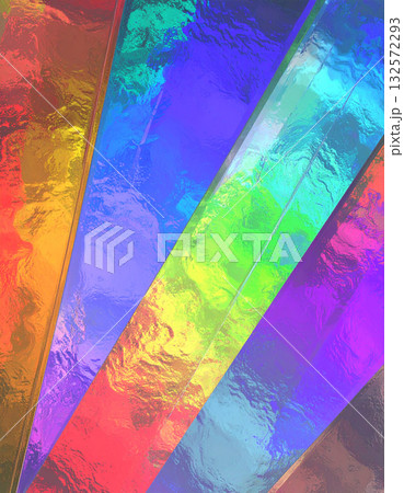 光が屈折し虹色に輝く垂直なメタリック質感のホログラム背景 光が屈折し虹色に輝く垂直なメタリック質感のホログラム背景 132572293