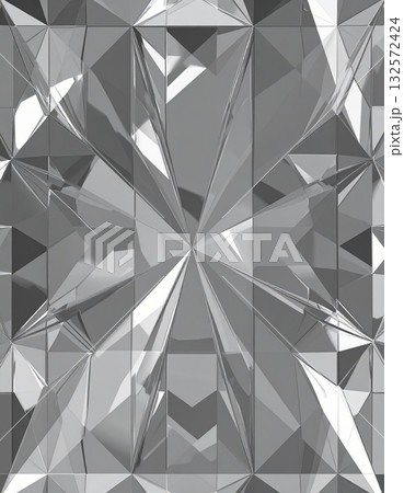 光を反射するシルバーカラーの多角形が並ぶ幾何学模様の背景 光を反射するシルバーカラーの多角形が並ぶ幾何学模様の背景 132572424