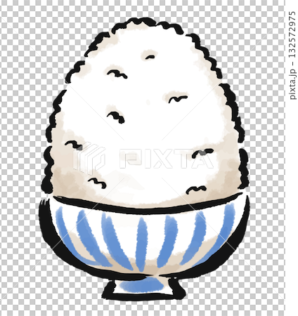 超級堆成小山的米飯 - 手繪筆觸插圖 132572975