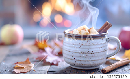 Spiced Apple Cider Bourbon Mug . Drinks concept. Generated Image 132573129