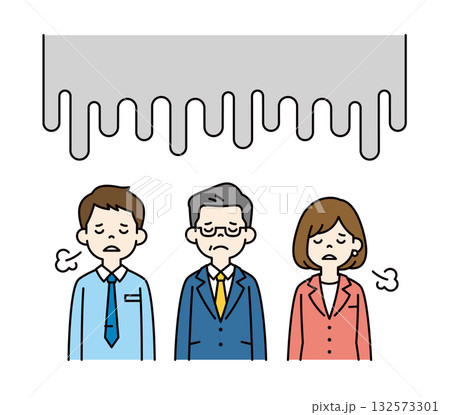 疲れた表情でうなだれる、様々な年代のビジネスマンの上半身ベクターイラスト素材セット_カラー 疲れた表情でうなだれる、様々な年代のビジネスマンの上半身ベクターイラスト素材セット_カラー 132573301