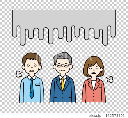 疲れた表情でうなだれる、様々な年代のビジネスマンの上半身ベクターイラスト素材セット_カラー 疲れた表情でうなだれる、様々な年代のビジネスマンの上半身ベクターイラスト素材セット_カラー 132573301