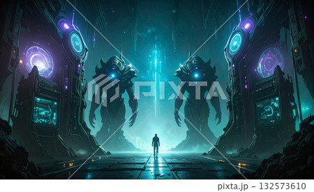 Minimal Futuristic Data Panel for AI Dashboard UI. AI themed Background. Generated Image 132573610