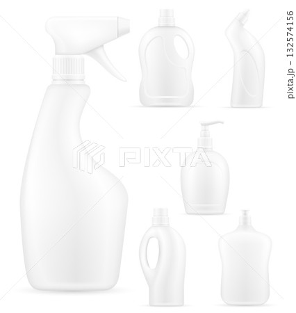 household cleaning chemicals in a plastic bottle empty template cartoon stock vector illustration 132574156