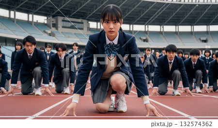 スタートの準備をする女子高 受験イメージ スタートの準備をする女子高 受験イメージ 132574362