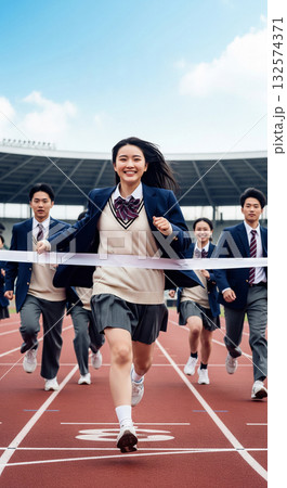 みんなよりも先にゴールする女子高生 受験イメージ みんなよりも先にゴールする女子高生 受験イメージ 132574371