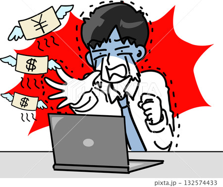オンラインカジノで大損する男性会社員のベクターイラスト 132574433