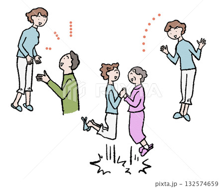 家族で喜び合うイラスト 家族で喜び合うイラスト 132574659