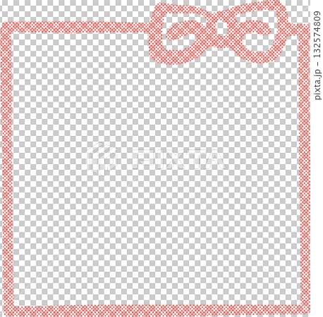 手描きの赤いリボンのハーフトーンフレームvol.1 手描きの赤いリボンのハーフトーンフレームvol.1 132574809