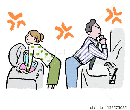 家具配置でストレス夫婦イラスト 132575085