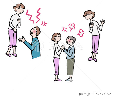 家族で喧嘩するイラスト 132575092