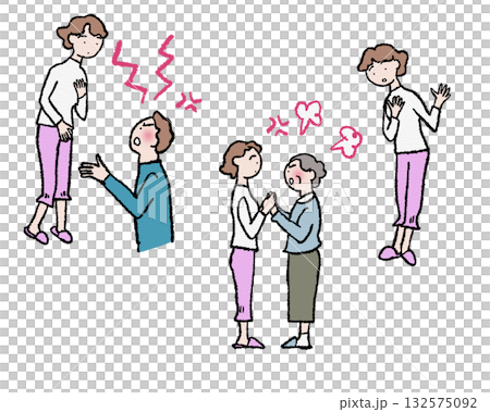 家族で喧嘩するイラスト 132575092