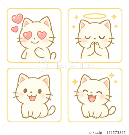 もっちりゆるい感じの白ネコセット 132575825