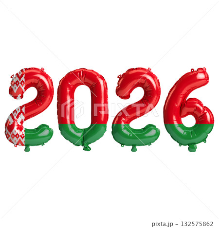 Belarus flag colors 2026 3d illustration, balloon numbers 3d rendering on t.. Belarus flag colors 2026 3d illustration, balloon numbers 3d rendering on t.. 132575862