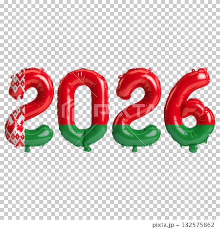 Belarus flag colors 2026 3d illustration, balloon numbers 3d rendering on t.. Belarus flag colors 2026 3d illustration, balloon numbers 3d rendering on t.. 132575862