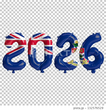 Cayman Islands flag colors 2026 3d illustration, balloon numbers 3d renderi.. Cayman Islands flag colors 2026 3d illustration, balloon numbers 3d renderi.. 132576529