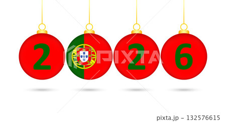 Portugal Flag Christmas Balls 2026 Decoration. Portugal Flag Christmas Balls 2026 Decoration. 132576615