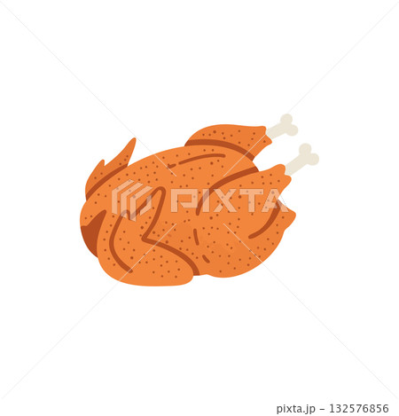 Roasted whole chicken cooked golden brown vector illustration for food and lifestyle design Roasted whole chicken cooked golden brown vector illustration for food and lifestyle design 132576856