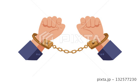Hands in handcuffs breaking free symbolizing freedom and justice concept vector illustration 132577230
