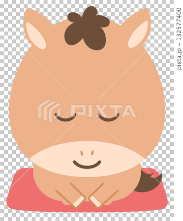 一匹馬坐著鞠躬。 132577400