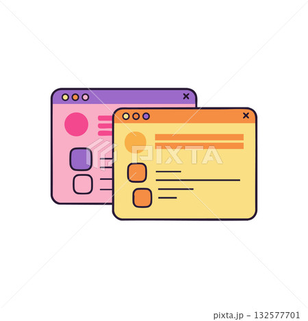 Colorful user interface windows with pink and orange design vector illustration Colorful user interface windows with pink and orange design vector illustration 132577701