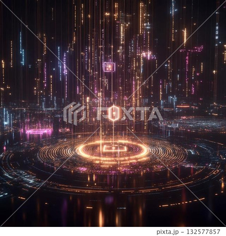 Cyber security protection information privacy technology concept, man use computer working on visual screen show padlock protecting data user privacy security and encryption 132577857