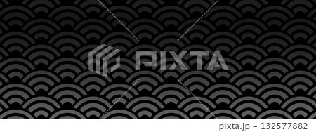 高級感のある青海波模様のグラデーションバナー　ブラック 132577882