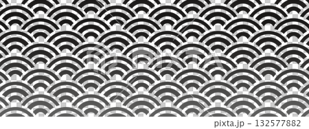 高級感のある青海波模様のグラデーションバナー　ブラック 132577882