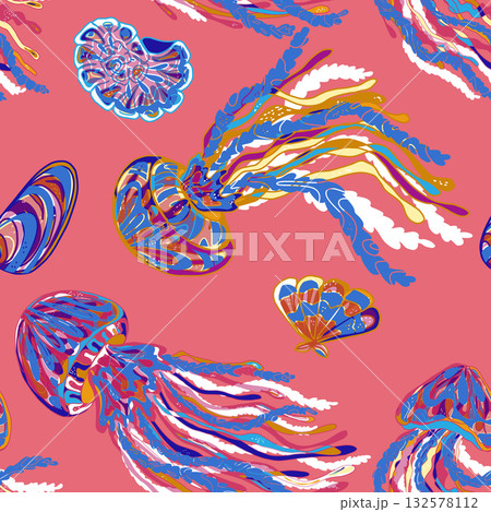 seamless pattern with abstract flowers 132578112
