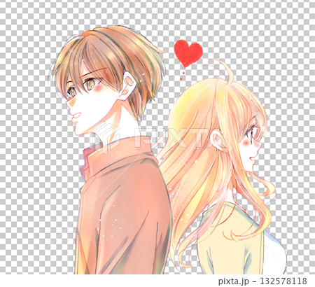 背靠背的男人和女人，秋天，愛情 132578118