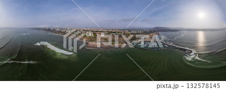 Aerial view of the beaches of the city of Lima on the Costa Verde. Aerial view of the beaches of the city of Lima on the Costa Verde. 132578145