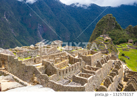Archaeological remains of Machu Picchu located in the mountains of Cusco. Archaeological remains of Machu Picchu located in the mountains of Cusco. 132578157