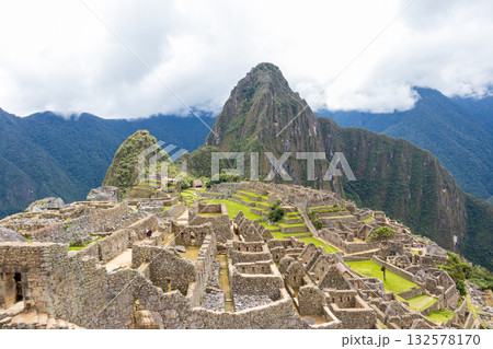 Archaeological remains of Machu Picchu located in the mountains of Cusco. Archaeological remains of Machu Picchu located in the mountains of Cusco. 132578170