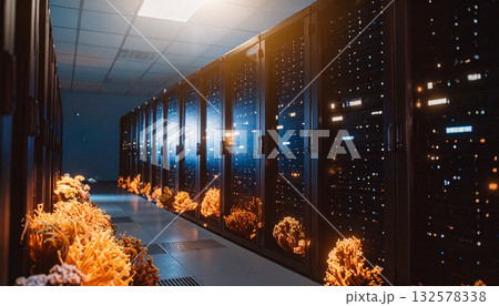 Data Center Coral Reef. Artificial Intelligence concept. Generated Image 132578338