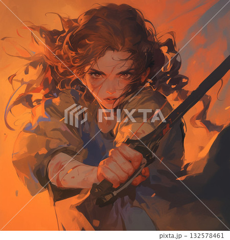 戦う女の子 132578461