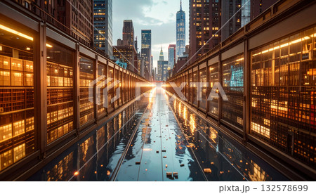 Data River Cyber Deluge. Artificial Intelligence concept. Generated Image 132578699