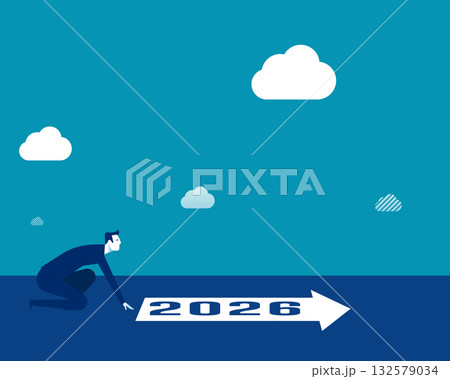 2026. Businessman start of a race of 2026 2026. Businessman start of a race of 2026 132579034