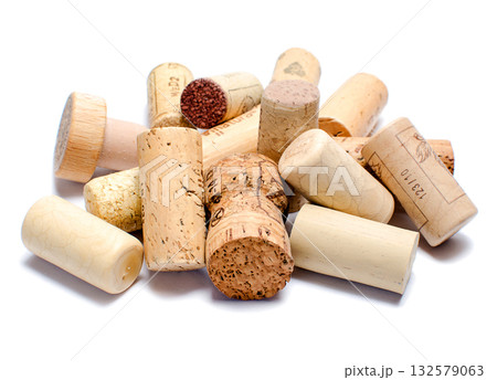 Wine corks isolated on a white background 132579063
