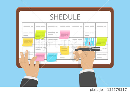 3D Isometric Flat Vector Illustration of Scheduling, Concept Of Planning Schedule Using Task Board. 132579317