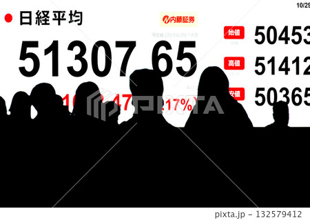 日本の東京都市景観初5万1000円台乗せ・5万1307円65銭株価/終値。爆騰アドテスト寄与＝29日 132579412