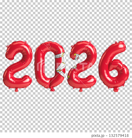 Isle of MaIsle of Mann flag colors 2026 3d illustration, balloon numbers 3d.. 132579418